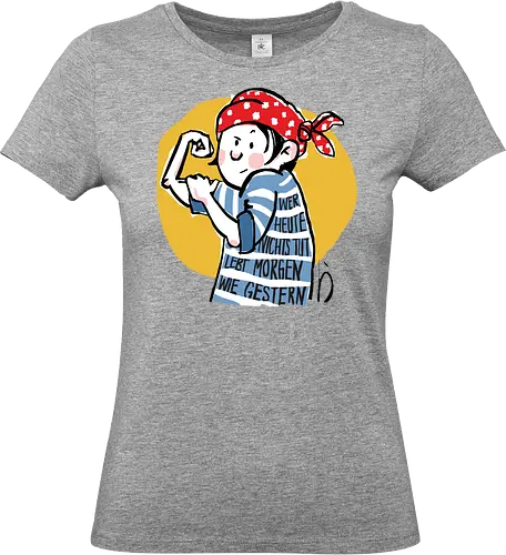Ringeldinger "Wer heute nichts tut .." - Ringelpullisprüche, Ringeldinger, streifenweise, Spruch, Weisheit, Motivation, Ringelpulli, Sprüche Shirt, Cartoon Illustration, Statement Shirt, Handgezeichnet, Humor, Selbstironie, Streifenpulli, Spruchshirt deutsch - Standard T-Shirt (Frauen)