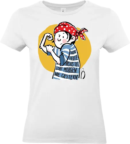 Ringeldinger "Wer heute nichts tut .." - Ringelpullisprüche, Ringeldinger, streifenweise, Spruch, Weisheit, Motivation, Ringelpulli, Sprüche Shirt, Cartoon Illustration, Statement Shirt, Handgezeichnet, Humor, Selbstironie, Streifenpulli, Spruchshirt deutsch - Standard T-Shirt (Frauen)