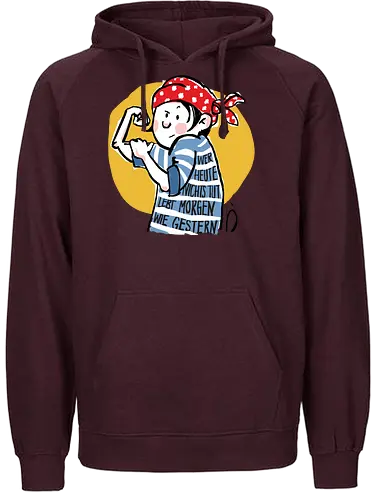 Ringeldinger "Wer heute nichts tut .." - Ringelpullisprüche, Ringeldinger, streifenweise, Spruch, Weisheit, Motivation, Ringelpulli, Sprüche Shirt, Cartoon Illustration, Statement Shirt, Handgezeichnet, Humor, Selbstironie, Streifenpulli, Spruchshirt deutsch - Fairtrade Hoodie