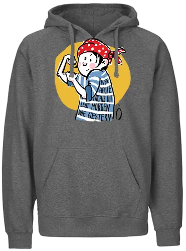 Ringeldinger "Wer heute nichts tut .." - Ringelpullisprüche, Ringeldinger, streifenweise, Spruch, Weisheit, Motivation, Ringelpulli, Sprüche Shirt, Cartoon Illustration, Statement Shirt, Handgezeichnet, Humor, Selbstironie, Streifenpulli, Spruchshirt deutsch - Fairtrade Hoodie