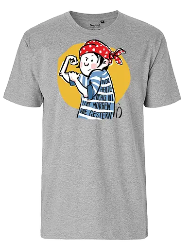 Ringeldinger "Wer heute nichts tut .." - Ringelpullisprüche, Ringeldinger, streifenweise, Spruch, Weisheit, Motivation, Ringelpulli, Sprüche Shirt, Cartoon Illustration, Statement Shirt, Handgezeichnet, Humor, Selbstironie, Streifenpulli, Spruchshirt deutsch - Fairtrade T-Shirt