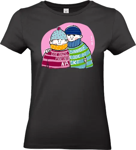 Ringeldinger "Partnerlook" - Ringelpullisprüche, Ringeldinger, streifenweise, Partnerlook, Partner, Beziehung, nackt, Spruch, Weisheit, Motivation, Ringelpulli, Sprüche Shirt, Cartoon Illustration, Statement Shirt, Handgezeichnet, Humor, Selbstironie, Streifenpulli, Spruchshirt deutsch - Standard T-Shirt (Frauen)