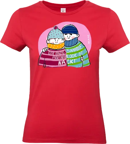 Ringeldinger "Partnerlook" - Ringelpullisprüche, Ringeldinger, streifenweise, Partnerlook, Partner, Beziehung, nackt, Spruch, Weisheit, Motivation, Ringelpulli, Sprüche Shirt, Cartoon Illustration, Statement Shirt, Handgezeichnet, Humor, Selbstironie, Streifenpulli, Spruchshirt deutsch - Standard T-Shirt (Frauen)