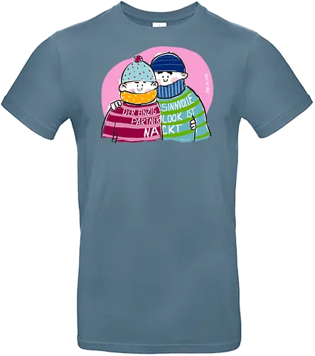 Ringeldinger "Partnerlook" - Ringelpullisprüche, Ringeldinger, streifenweise, Partnerlook, Partner, Beziehung, nackt, Spruch, Weisheit, Motivation, Ringelpulli, Sprüche Shirt, Cartoon Illustration, Statement Shirt, Handgezeichnet, Humor, Selbstironie, Streifenpulli, Spruchshirt deutsch - Standard T-Shirt