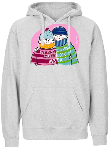 Ringeldinger "Partnerlook" - Ringelpullisprüche, Ringeldinger, streifenweise, Partnerlook, Partner, Beziehung, nackt, Spruch, Weisheit, Motivation, Ringelpulli, Sprüche Shirt, Cartoon Illustration, Statement Shirt, Handgezeichnet, Humor, Selbstironie, Streifenpulli, Spruchshirt deutsch - Fairtrade Hoodie
