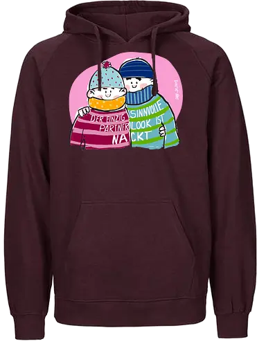 Ringeldinger "Partnerlook" - Ringelpullisprüche, Ringeldinger, streifenweise, Partnerlook, Partner, Beziehung, nackt, Spruch, Weisheit, Motivation, Ringelpulli, Sprüche Shirt, Cartoon Illustration, Statement Shirt, Handgezeichnet, Humor, Selbstironie, Streifenpulli, Spruchshirt deutsch - Fairtrade Hoodie