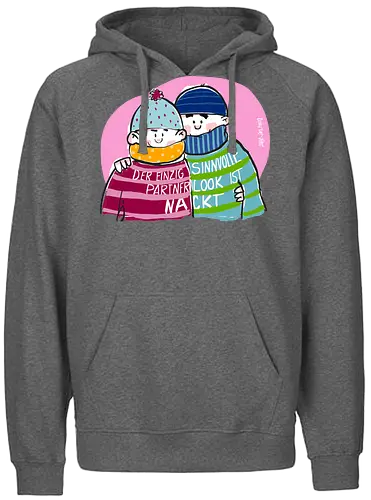 Ringeldinger "Partnerlook" - Ringelpullisprüche, Ringeldinger, streifenweise, Partnerlook, Partner, Beziehung, nackt, Spruch, Weisheit, Motivation, Ringelpulli, Sprüche Shirt, Cartoon Illustration, Statement Shirt, Handgezeichnet, Humor, Selbstironie, Streifenpulli, Spruchshirt deutsch - Fairtrade Hoodie