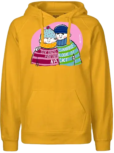Ringeldinger "Partnerlook" - Ringelpullisprüche, Ringeldinger, streifenweise, Partnerlook, Partner, Beziehung, nackt, Spruch, Weisheit, Motivation, Ringelpulli, Sprüche Shirt, Cartoon Illustration, Statement Shirt, Handgezeichnet, Humor, Selbstironie, Streifenpulli, Spruchshirt deutsch - Fairtrade Hoodie