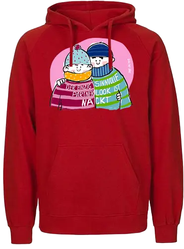 Ringeldinger "Partnerlook" - Ringelpullisprüche, Ringeldinger, streifenweise, Partnerlook, Partner, Beziehung, nackt, Spruch, Weisheit, Motivation, Ringelpulli, Sprüche Shirt, Cartoon Illustration, Statement Shirt, Handgezeichnet, Humor, Selbstironie, Streifenpulli, Spruchshirt deutsch - Fairtrade Hoodie