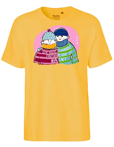 Ringeldinger "Partnerlook" - Ringelpullisprüche, Ringeldinger, streifenweise, Partnerlook, Partner, Beziehung, nackt, Spruch, Weisheit, Motivation, Ringelpulli, Sprüche Shirt, Cartoon Illustration, Statement Shirt, Handgezeichnet, Humor, Selbstironie, Streifenpulli, Spruchshirt deutsch - Fairtrade T-Shirt