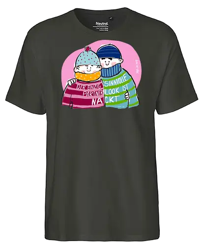 Ringeldinger "Partnerlook" - Ringelpullisprüche, Ringeldinger, streifenweise, Partnerlook, Partner, Beziehung, nackt, Spruch, Weisheit, Motivation, Ringelpulli, Sprüche Shirt, Cartoon Illustration, Statement Shirt, Handgezeichnet, Humor, Selbstironie, Streifenpulli, Spruchshirt deutsch - Fairtrade T-Shirt