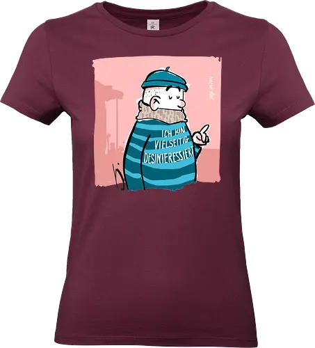 Ich bin vielseitig desinteressiert. - Ringelpullisprüche, Ringeldinger, streifenweise, Spruch, Weisheit, Motivation, Ringelpulli, SprücheShirt, Cartoon Illustration, Statement, Handgezeichnet, Humor, Selbstironie, Streifenpulli, Spruchshirt, deutsch, Misanthrop, introvertiert - Standard T-Shirt (Frauen)