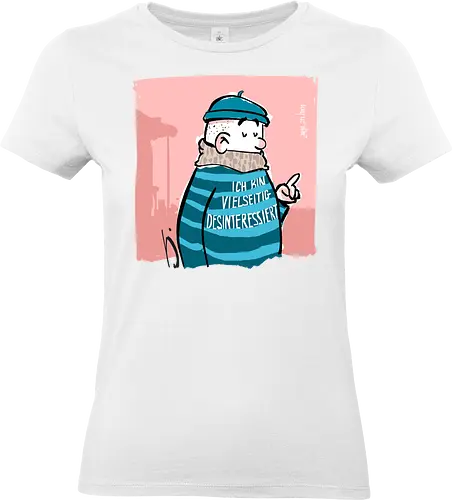 Ich bin vielseitig desinteressiert. - Ringelpullisprüche, Ringeldinger, streifenweise, Spruch, Weisheit, Motivation, Ringelpulli, SprücheShirt, Cartoon Illustration, Statement, Handgezeichnet, Humor, Selbstironie, Streifenpulli, Spruchshirt, deutsch, Misanthrop, introvertiert - Standard T-Shirt (Frauen)
