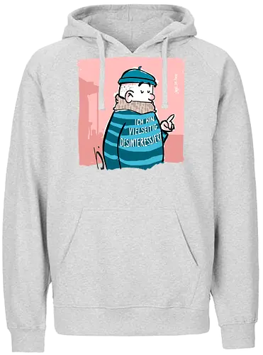 Ich bin vielseitig desinteressiert. - Ringelpullisprüche, Ringeldinger, streifenweise, Spruch, Weisheit, Motivation, Ringelpulli, SprücheShirt, Cartoon Illustration, Statement, Handgezeichnet, Humor, Selbstironie, Streifenpulli, Spruchshirt, deutsch, Misanthrop, introvertiert - Fairtrade Hoodie