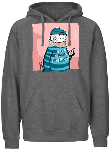 Ich bin vielseitig desinteressiert. - Ringelpullisprüche, Ringeldinger, streifenweise, Spruch, Weisheit, Motivation, Ringelpulli, SprücheShirt, Cartoon Illustration, Statement, Handgezeichnet, Humor, Selbstironie, Streifenpulli, Spruchshirt, deutsch, Misanthrop, introvertiert - Fairtrade Hoodie