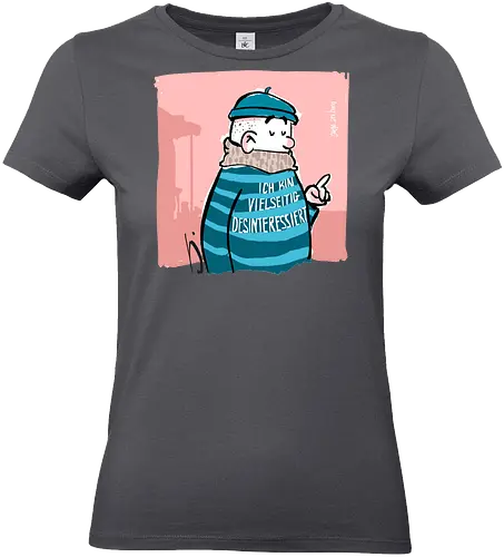 Ich bin vielseitig desinteressiert. - Ringelpullisprüche, Ringeldinger, streifenweise, Spruch, Weisheit, Motivation, Ringelpulli, SprücheShirt, Cartoon Illustration, Statement, Handgezeichnet, Humor, Selbstironie, Streifenpulli, Spruchshirt, deutsch, Misanthrop, introvertiert - Standard T-Shirt (Frauen)