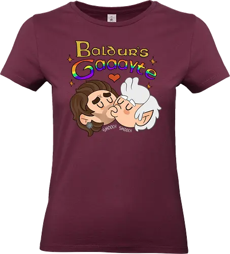 Baldur's Gaaayyyyte - BaldursGate3, BG3FanArt, BaldursGateFanArt, GaleBG3, AstarionBG3, GaleXAstarion, BG3Couple, CuteFanArt, CartoonArt, FantasyArt, RPGArt, LGBTQArt, PrideArt - Standard T-Shirt (Frauen)