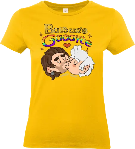 Baldur's Gaaayyyyte - BaldursGate3, BG3FanArt, BaldursGateFanArt, GaleBG3, AstarionBG3, GaleXAstarion, BG3Couple, CuteFanArt, CartoonArt, FantasyArt, RPGArt, LGBTQArt, PrideArt - Standard T-Shirt (Frauen)