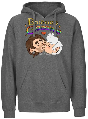 Baldur's Gaaayyyyte - BaldursGate3, BG3FanArt, BaldursGateFanArt, GaleBG3, AstarionBG3, GaleXAstarion, BG3Couple, CuteFanArt, CartoonArt, FantasyArt, RPGArt, LGBTQArt, PrideArt - Fairtrade Hoodie