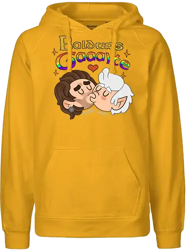 Baldur's Gaaayyyyte - BaldursGate3, BG3FanArt, BaldursGateFanArt, GaleBG3, AstarionBG3, GaleXAstarion, BG3Couple, CuteFanArt, CartoonArt, FantasyArt, RPGArt, LGBTQArt, PrideArt - Fairtrade Hoodie