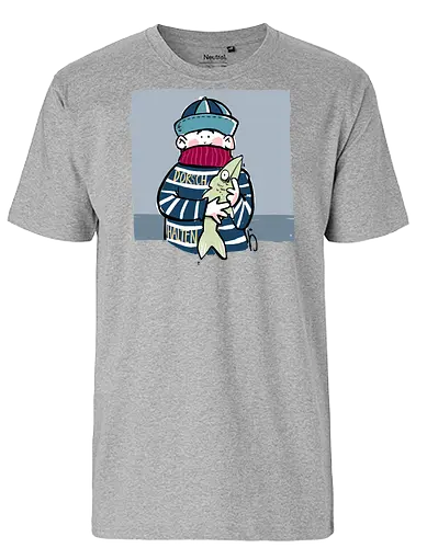 Dorsch halten! - Ringelpullisprüche, Ringeldinger, streifenweise, Spruch, Weisheit, Motivation, Ringelpulli, SprücheShirt, Cartoon Illustration, Statement, Fisch, Durchhalten, Handgezeichnet, Humor, Selbstironie, Streifenpulli, Spruchshirt, deutsch - Fairtrade T-Shirt