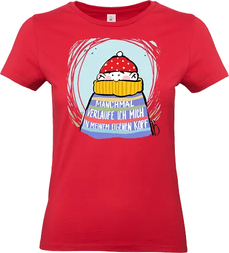 Manchmal verlaufe ich mich in meinem eigenen Kopf - Ringelpullisprüche, Ringeldinger, streifenweise, Spruch, Weisheit, Motivation, Ringelpulli, SprücheShirt, Cartoon Illustration, Statement, lost, verwirrt, verlaufen. Handgezeichnet, Humor, Selbstironie, Streifenpulli, Spruchshirt, deutsch - Standard T-Shirt (Frauen)