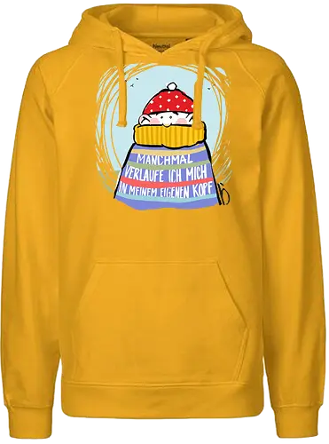 Manchmal verlaufe ich mich in meinem eigenen Kopf - Ringelpullisprüche, Ringeldinger, streifenweise, Spruch, Weisheit, Motivation, Ringelpulli, SprücheShirt, Cartoon Illustration, Statement, lost, verwirrt, verlaufen. Handgezeichnet, Humor, Selbstironie, Streifenpulli, Spruchshirt, deutsch - Fairtrade Hoodie