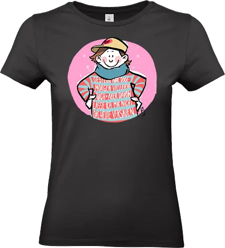 Gestern war doof... - Ringelpullisprüche, Ringeldinger, streifenweise, Spruch, Weisheit, Motivation, Ringelpulli, SprücheShirt, Cartoon Illustration, Statement, Handgezeichnet, Humor, Selbstironie, Streifenpulli, Spruchshirt, deutsch - Standard T-Shirt (Frauen)