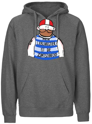 Mein Lieblingstier ist die Zimtschnecke - Ringelpullisprüche, Ringeldinger, streifenweise, Spruch, Weisheit, Motivation, Ringelpulli, SprücheShirt, Cartoon Illustration, Statement, Handgezeichnet, Humor, Selbstironie, Zimtschnecke, Wortspiel, Streifenpulli, Spruchshirt, deutsch - Fairtrade Hoodie