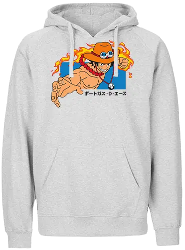 Portgas D. Ace Fire Fist Pirate Anime Art - Portgas D. Ace, Fire Fist Ace, Pirate, anime, manga, Mera Mera no Mi, devil fruit, Whitebeard Pirates, Gol D. Roger, Straw Hat Pirates, anime art, fan merchandise, marineford, shonen, Japanese animation, Ace, pirate, anime character - Fairtrade Hoodie