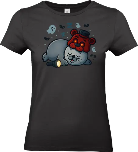 Frobbie Sleep - horror merch, gaming merch, cute horror, kawaii horror, seal mascot, robbyhorror, robbencrew, indie horror, horror gamer, spooky seal, freddy inspired, fnaf merch, horror streetwear, gaming streetwear, streamer merch, youtube merch, twitch merch, cozy horror, creepy cute, seal hoodie, seal tshirt, limited merch, robbyhorror merch, sleepy seal, gamer fashion, nerd streetwear, horror kawaii, mascot merch - Standard T-Shirt (Frauen)