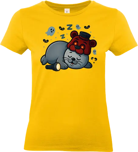 Frobbie Sleep - horror merch, gaming merch, cute horror, kawaii horror, seal mascot, robbyhorror, robbencrew, indie horror, horror gamer, spooky seal, freddy inspired, fnaf merch, horror streetwear, gaming streetwear, streamer merch, youtube merch, twitch merch, cozy horror, creepy cute, seal hoodie, seal tshirt, limited merch, robbyhorror merch, sleepy seal, gamer fashion, nerd streetwear, horror kawaii, mascot merch - Standard T-Shirt (Frauen)