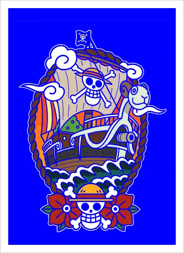  Straw Hat Pirates Going Merry Ship Pirate Anime Art
