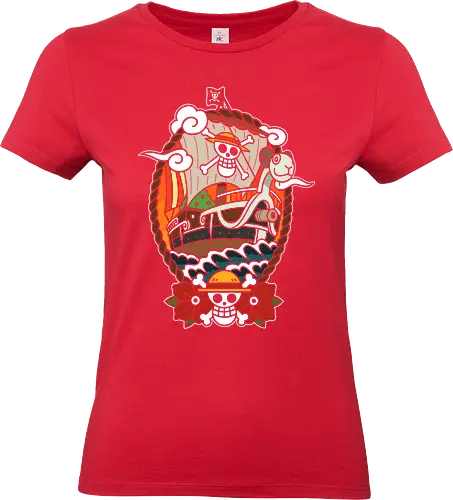  Straw Hat Pirates Going Merry Ship Pirate Anime Art - Pirate, Going Merry, Straw Hat Pirates, pirate, pirate ship, anime, manga, adventure, jolly roger, anime art, fan merchandise, sailing, Laboon, pirate, shonen, Japanese animation, One Piece ship, nautical, anime print - Standard T-Shirt (Frauen)