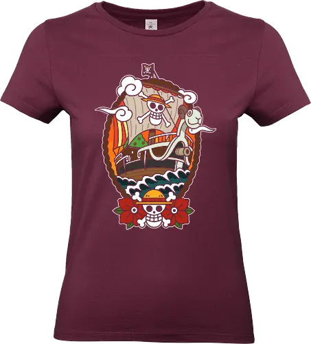  Straw Hat Pirates Going Merry Ship Pirate Anime Art - Pirate, Going Merry, Straw Hat Pirates, pirate, pirate ship, anime, manga, adventure, jolly roger, anime art, fan merchandise, sailing, Laboon, pirate, shonen, Japanese animation, One Piece ship, nautical, anime print - Standard T-Shirt (Frauen)
