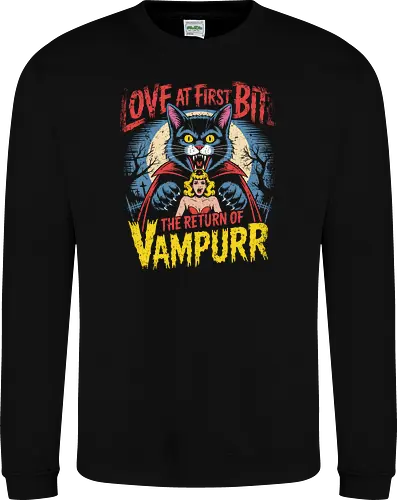 The Return of Vampurr" Funny Vampire Cat Retro Horror Art
