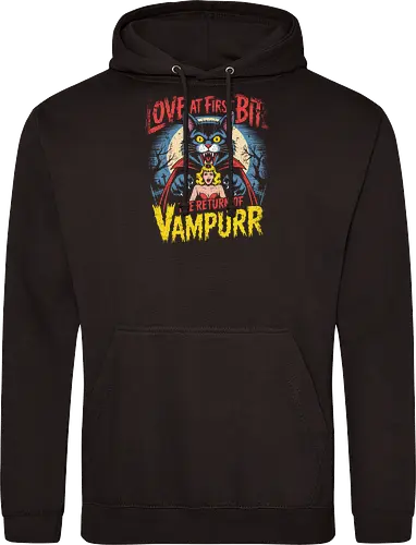 The Return of Vampurr" Funny Vampire Cat Retro Horror Art