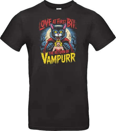 The Return of Vampurr" Funny Vampire Cat Retro Horror Art
