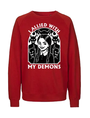 Goth Girl Demons - Demons, Demon, Horror, Fantasy, Halloween, Sarcasm, Sarcastic, Sarcastic Art, Sarcastic Humor, Irony, Spooky, Goth Gothic, Gothic Horror, Fire, Souls - Fairtrade Sweatshirt