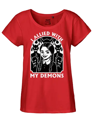 Goth Girl Demons - Demons, Demon, Horror, Fantasy, Halloween, Sarcasm, Sarcastic, Sarcastic Art, Sarcastic Humor, Irony, Spooky, Goth Gothic, Gothic Horror, Fire, Souls - Fairtrade Girl Shirt
