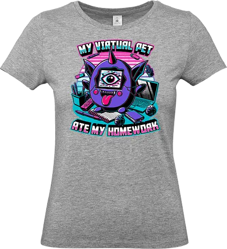 Digital Pet Homework - Vintage, Retro, Toy, Video Game, Game, electronic, Demon, Devil, Virtual Reality, Virtual, Virtual Pet, Pet, Summoning, Summon, Summoned, Ritual, Spirit, Creepy, Spooky, Spooky Season, Homework - Standard T-Shirt (Frauen)