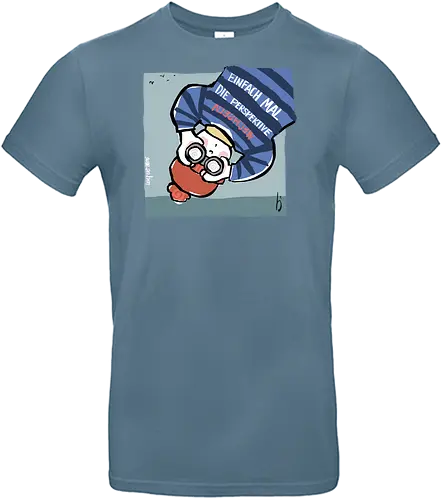 Einfach mal die Perspektive wechseln - Ringelpullisprüche, Ringeldinger, streifenweise, Spruch, Weisheit, Motivation, Ringelpulli, SprücheShirt, Cartoon Illustration, Statement, Handgezeichnet, Perspektive, Persepektivwechsel, Humor, Selbstironie, Streifenpulli, Spruchshirt, deutsch - Standard T-Shirt