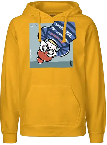 Einfach mal die Perspektive wechseln - Ringelpullisprüche, Ringeldinger, streifenweise, Spruch, Weisheit, Motivation, Ringelpulli, SprücheShirt, Cartoon Illustration, Statement, Handgezeichnet, Perspektive, Persepektivwechsel, Humor, Selbstironie, Streifenpulli, Spruchshirt, deutsch - Fairtrade Hoodie