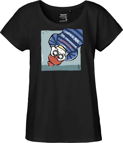Einfach mal die Perspektive wechseln - Ringelpullisprüche, Ringeldinger, streifenweise, Spruch, Weisheit, Motivation, Ringelpulli, SprücheShirt, Cartoon Illustration, Statement, Handgezeichnet, Perspektive, Persepektivwechsel, Humor, Selbstironie, Streifenpulli, Spruchshirt, deutsch - Fairtrade Girl Shirt