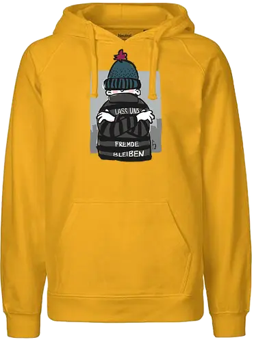 Lass uns Fremde bleiben - Ringelpullisprüche, Ringeldinger, streifenweise, Spruch, Weisheit, Motivation, Ringelpulli, SprücheShirt, Cartoon Illustration, Statement, Misanthrop, Handgezeichnet, Humor, Selbstironie, Streifenpulli, Spruchshirt, deutsch - Fairtrade Hoodie
