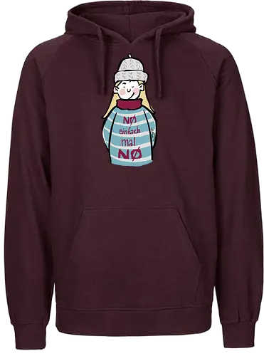 Nö, einfach mal nö! - Ringelpullisprüche, Ringeldinger, streifenweise, Spruch, Weisheit, Motivation, Ringelpulli, SprücheShirt, Cartoon Illustration, Nö, Nein, Statement, Handgezeichnet, Humor, Selbstironie, Streifenpulli, Spruchshirt, deutsch - Fairtrade Hoodie