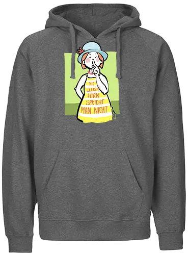 Mit leerem Hirn spricht man nicht - Ringelpullisprüche, Ringeldinger, streifenweise, Spruch, Weisheit, Motivation, Ringelpulli, SprücheShirt, Cartoon Illustration, Statement, Handgezeichnet, Humor, Selbstironie, Streifenpulli, Spruchshirt, deutsch - Fairtrade Hoodie