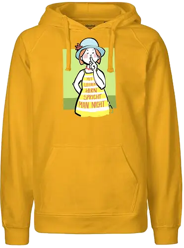 Mit leerem Hirn spricht man nicht - Ringelpullisprüche, Ringeldinger, streifenweise, Spruch, Weisheit, Motivation, Ringelpulli, SprücheShirt, Cartoon Illustration, Statement, Handgezeichnet, Humor, Selbstironie, Streifenpulli, Spruchshirt, deutsch - Fairtrade Hoodie