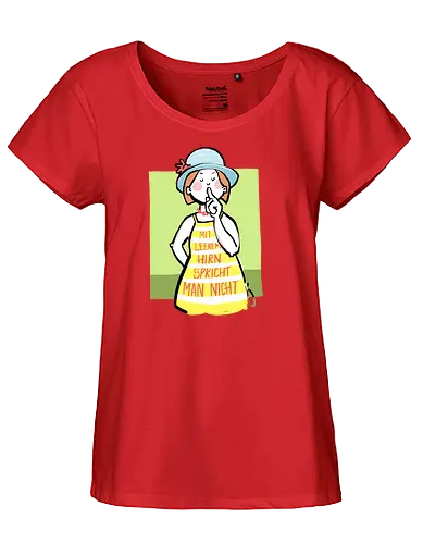 Mit leerem Hirn spricht man nicht - Ringelpullisprüche, Ringeldinger, streifenweise, Spruch, Weisheit, Motivation, Ringelpulli, SprücheShirt, Cartoon Illustration, Statement, Handgezeichnet, Humor, Selbstironie, Streifenpulli, Spruchshirt, deutsch - Fairtrade Girl Shirt