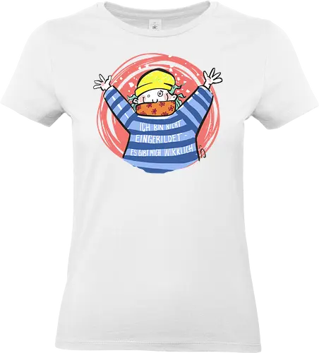 Ich bin nicht eingebildet, es gibt mich wirklich. - Ringelpullisprüche, Ringeldinger, streifenweise, Spruch, Weisheit, Motivation, Ringelpulli, SprücheShirt, Cartoon Illustration, Statement, Handgezeichnet, Humor, Selbstironie, Streifenpulli, Spruchshirt, deutsch - Standard T-Shirt (Frauen)